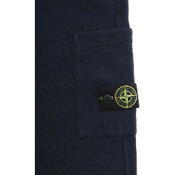 Blue Pants with Elastic Waist and Logo Patch on the Side in Cotton Boy
