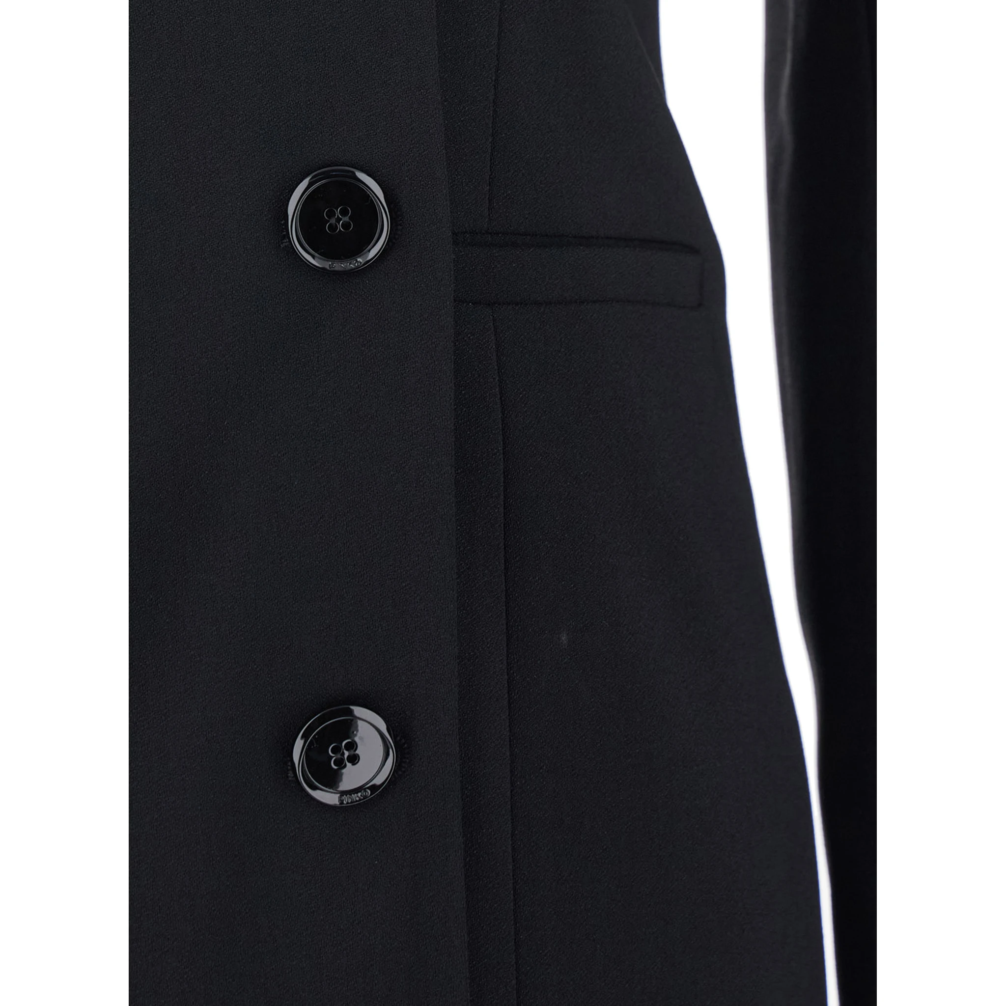 Black Dress with Front Neckline and Bare Shoulders in Fabric Woman