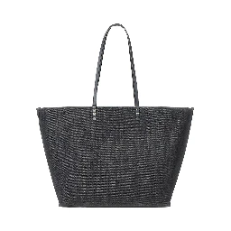 Roll Large Blu Shopper with All-Over FF Motif in Cotton Blend with Sponge Effect Woman