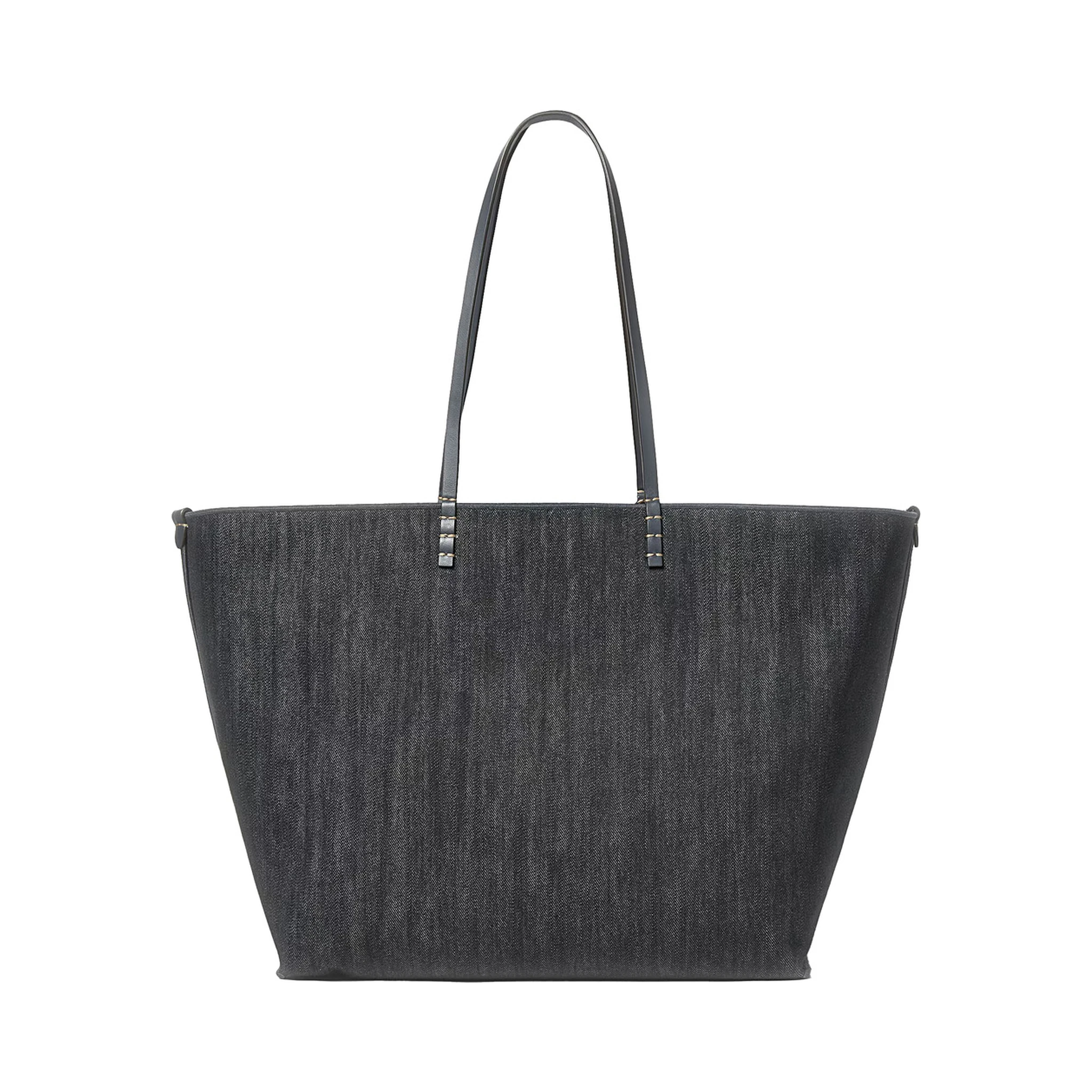 Roll Large Blu Shopper with All-Over FF Motif in Cotton Blend with Sponge Effect Woman