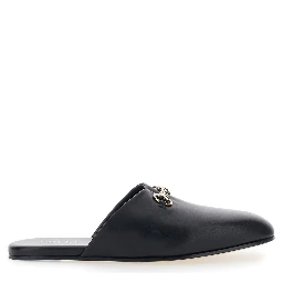 Black Mule with Horsebit on the Front in Smooth Leather Man