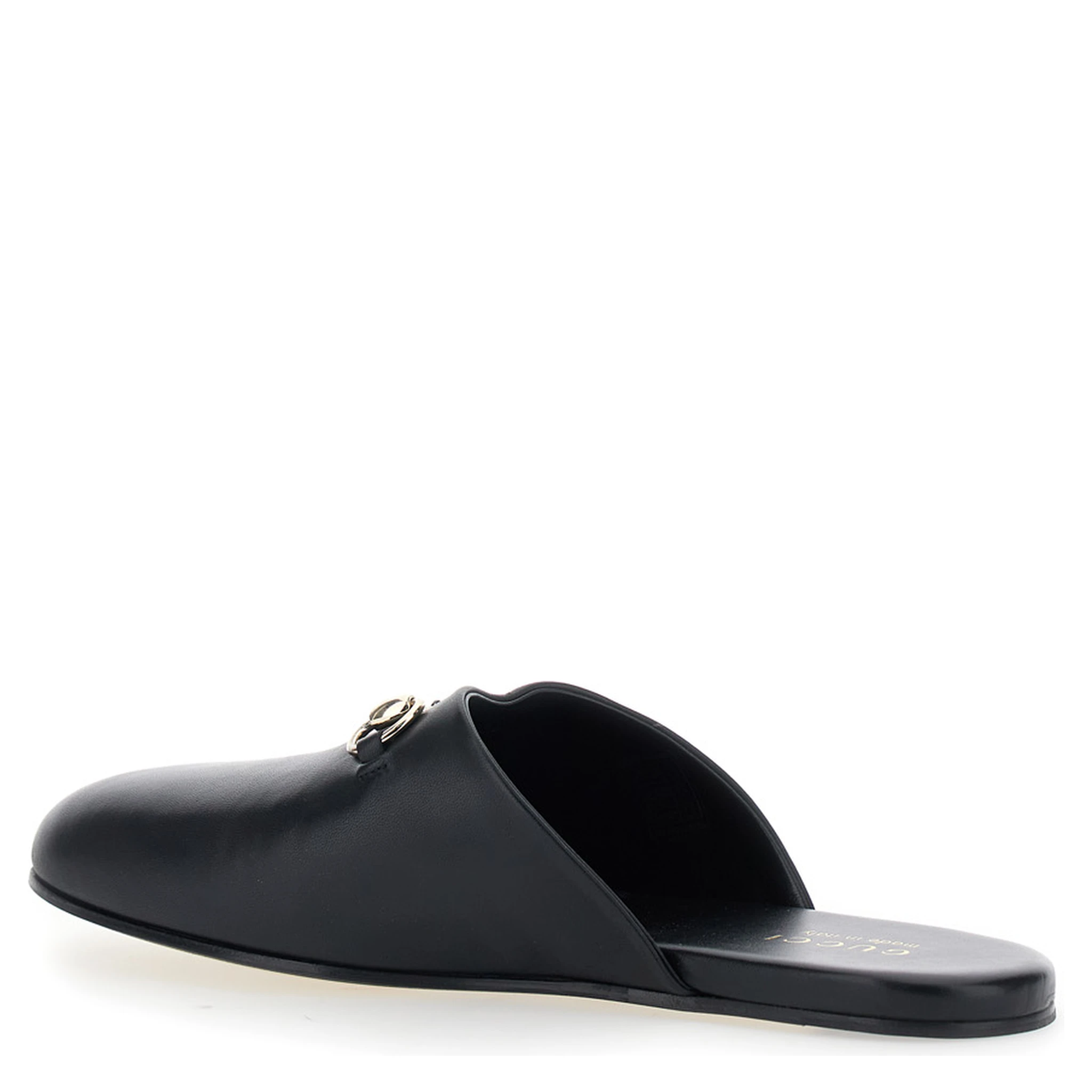 Black Mule with Horsebit on the Front in Smooth Leather Man