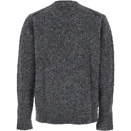Grey Crewneck Sweater with Ribbed Trims in Wool Blend Man