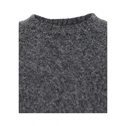 Grey Crewneck Sweater with Ribbed Trims in Wool Blend Man