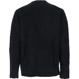 Black Crew Neck Sweater with Brushed Effect in Alpaca and Wool Blend Man