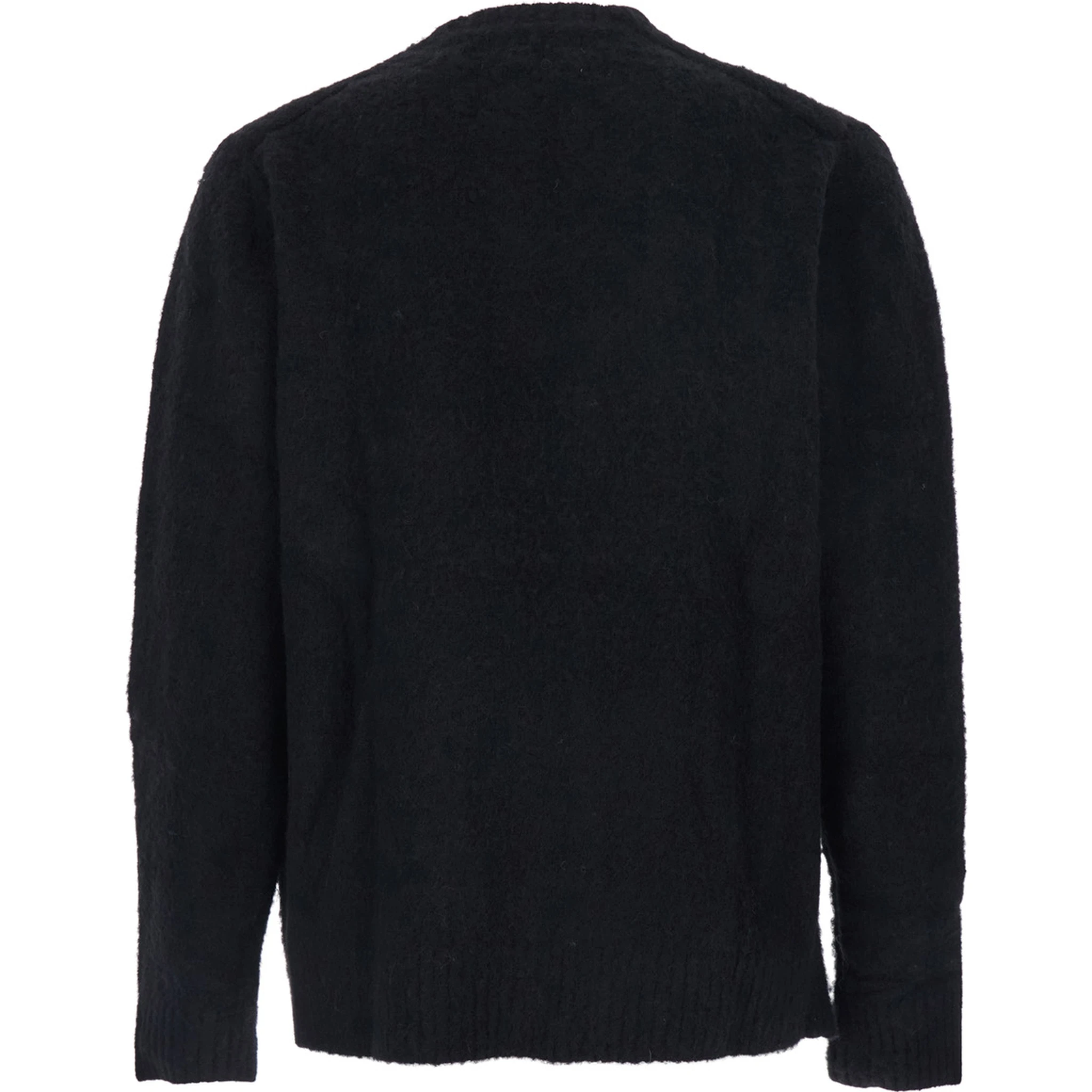 Black Crew Neck Sweater with Brushed Effect in Alpaca and Wool Blend Man