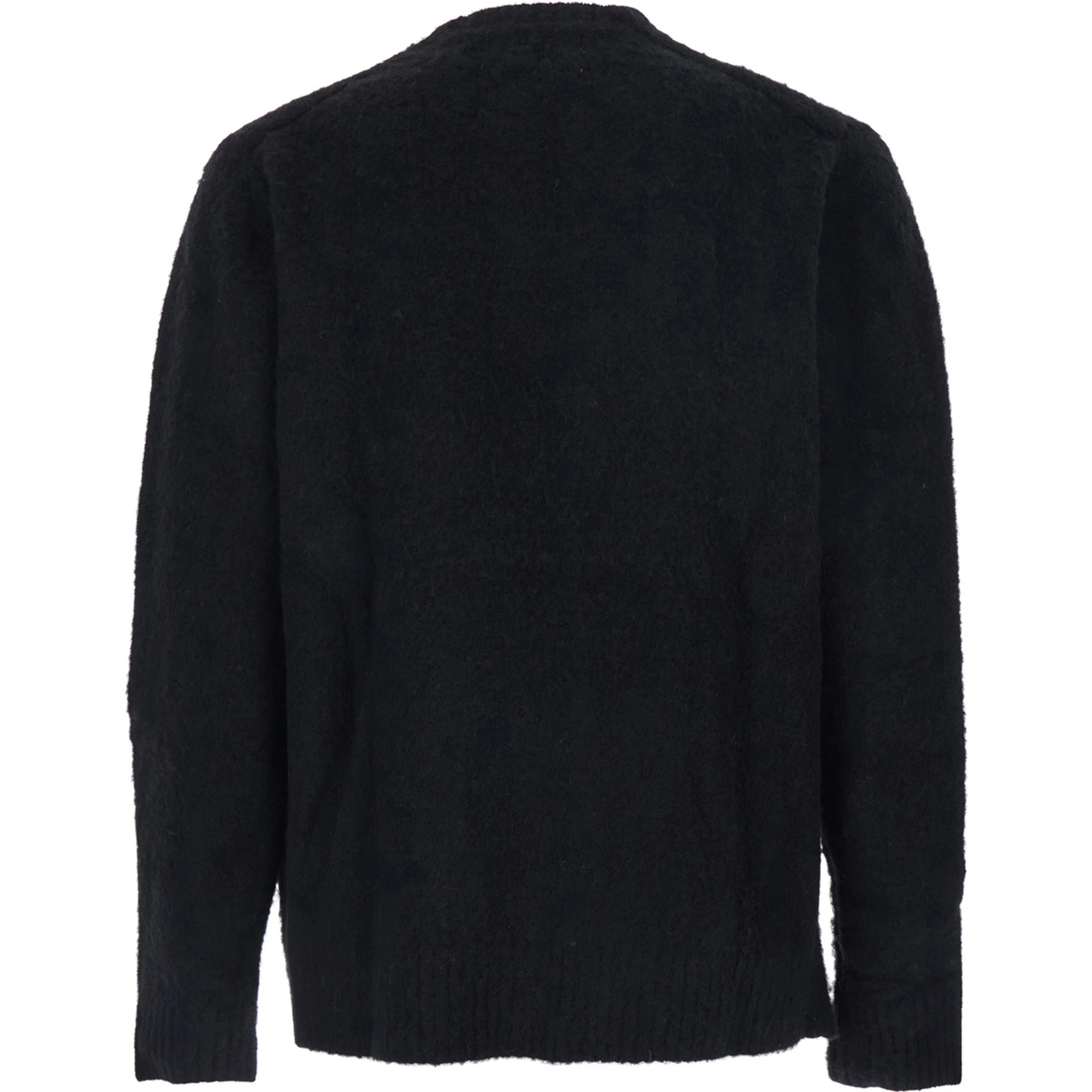 Black Crew Neck Sweater with Brushed Effect in Alpaca and Wool Blend Man