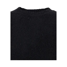 Black Crew Neck Sweater with Brushed Effect in Alpaca and Wool Blend Man