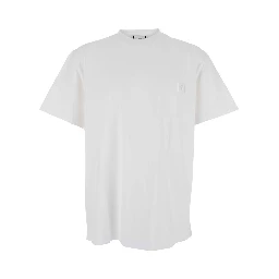 Grey Crew Neck T-Shirt with Back Lettering Logo in Cotton Man