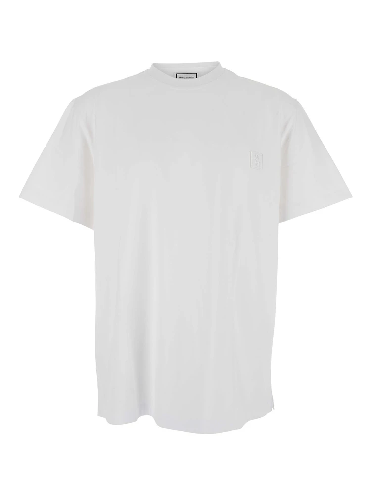 Grey Crew Neck T-Shirt with Back Lettering Logo in Cotton Man