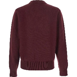 Bordeaux Crew Neck Sweater with Dropped Shoulder in Wool Blend Man