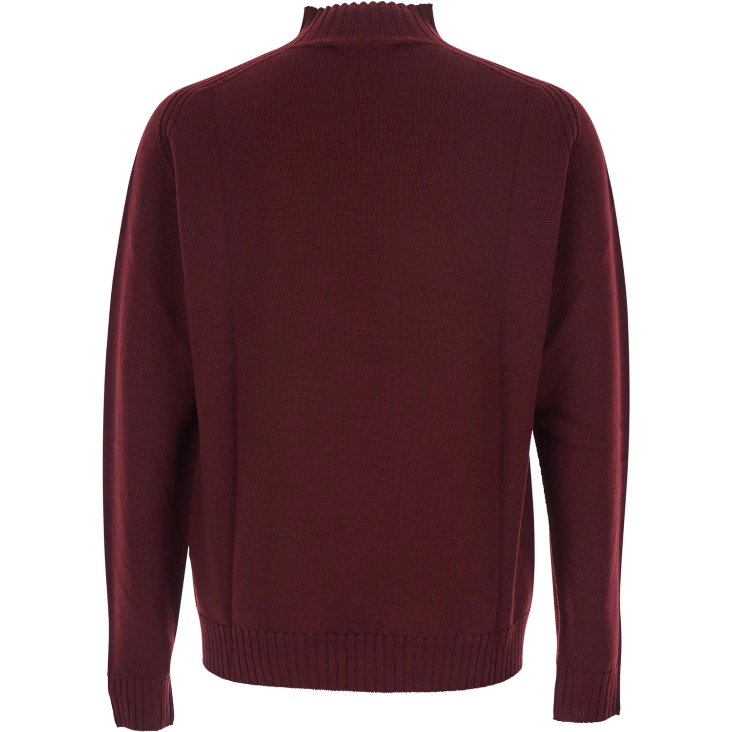 Bordeaux Turtleneck Sweater with Orb Logo Embroidered on the Front in Wool Blend Man