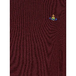 Bordeaux Turtleneck Sweater with Orb Logo Embroidered on the Front in Wool Blend Man
