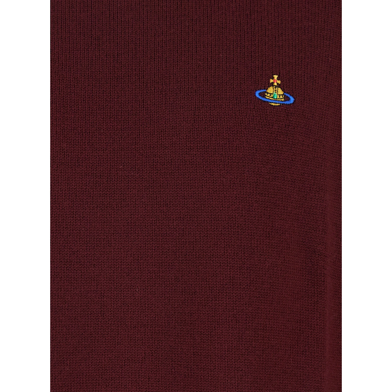 Bordeaux Turtleneck Sweater with Orb Logo Embroidered on the Front in Wool Blend Man