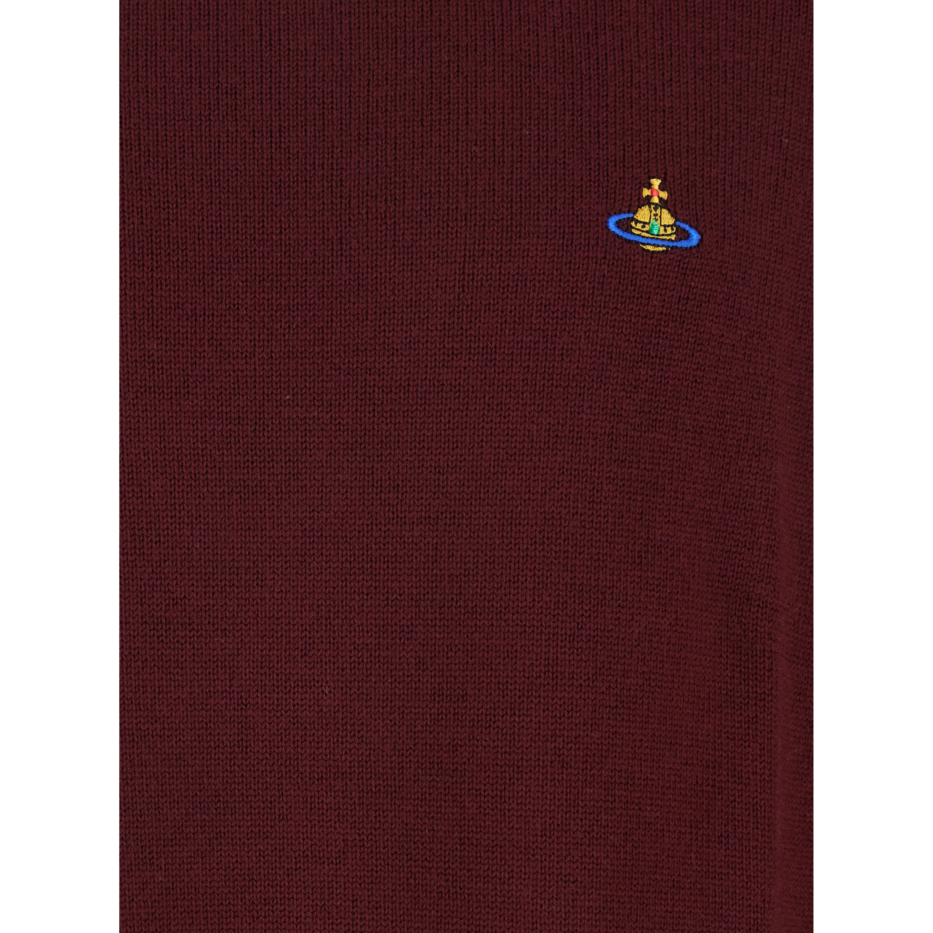 Bordeaux Turtleneck Sweater with Orb Logo Embroidered on the Front in Wool Blend Man