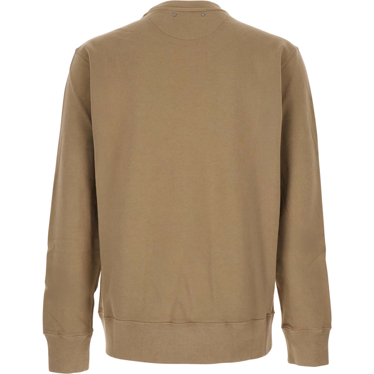 Beige Crewneck Sweatshirt with Maxi Print on the Front in Cotton Man