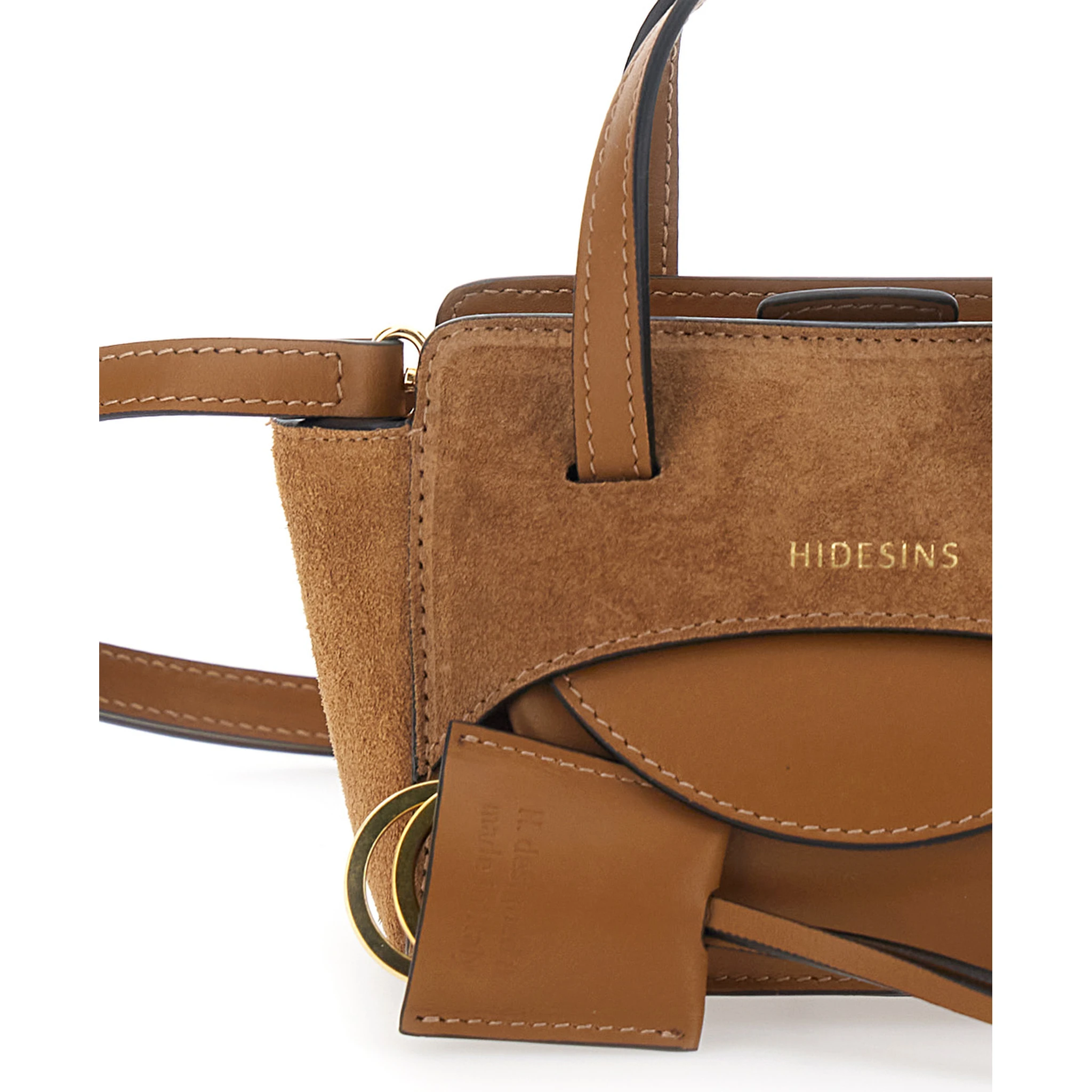 Flap XS Brown Handbag with Adjustable and Removable Shoulder Strap and Logo Lettering on the Front in Suede Woman