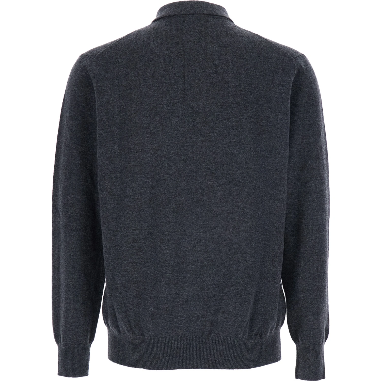 Grey Sweater with Polo Shirt Style Collar and Long Sleeves in Wool Blend Man