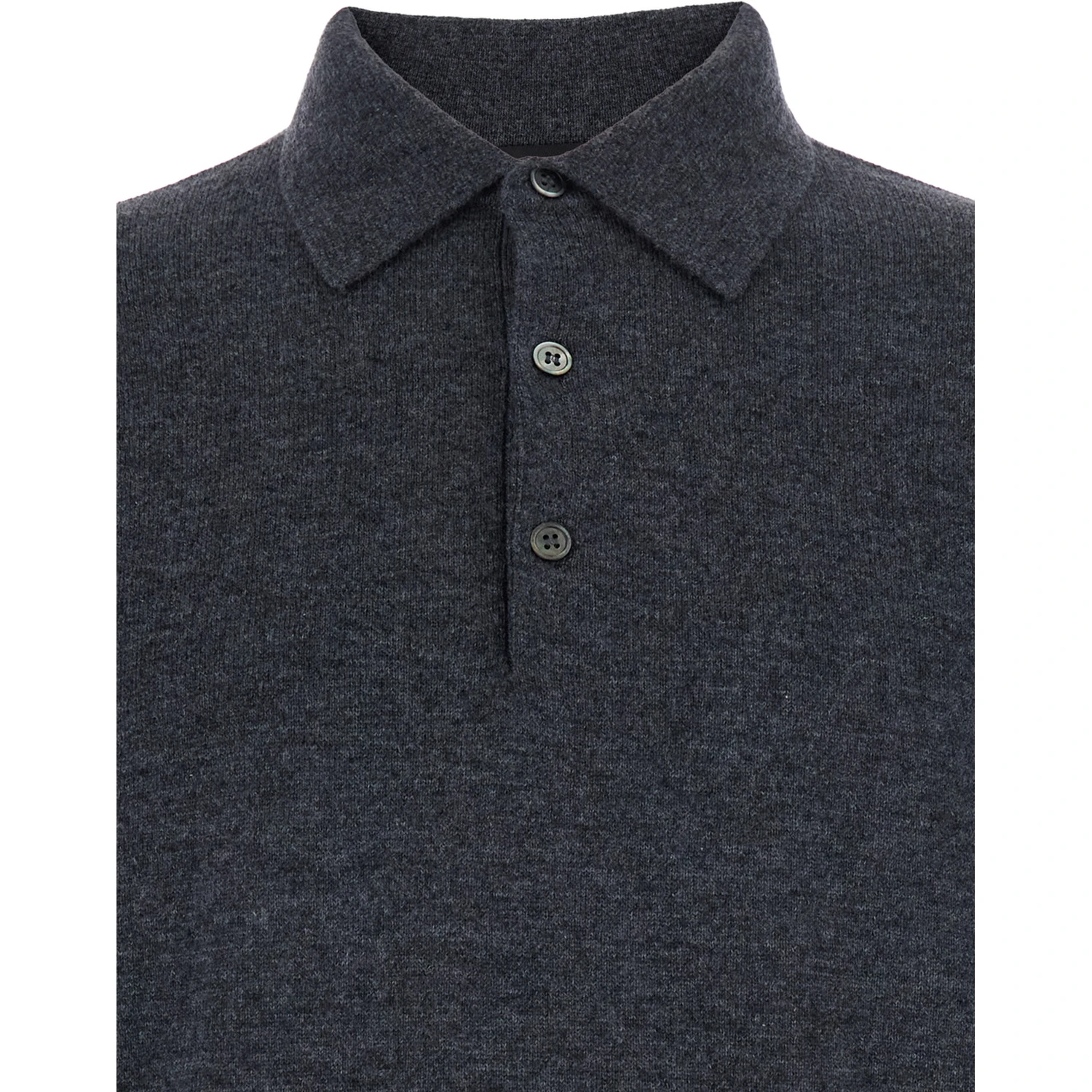 Grey Sweater with Polo Shirt Style Collar and Long Sleeves in Wool Blend Man