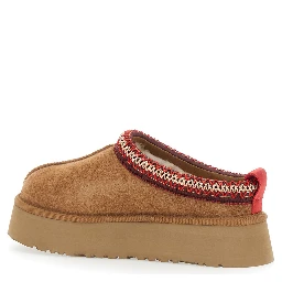 ‘Tasman’ Beige Plaited Hem Mules in Suede Woman