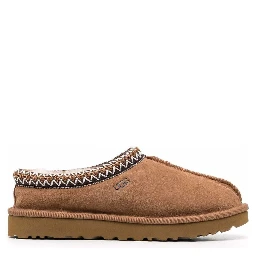 Tasman Beige Mules with Embossed Logo in Suede Woman