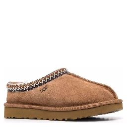 Tasman Beige Mules with Embossed Logo in Suede Woman