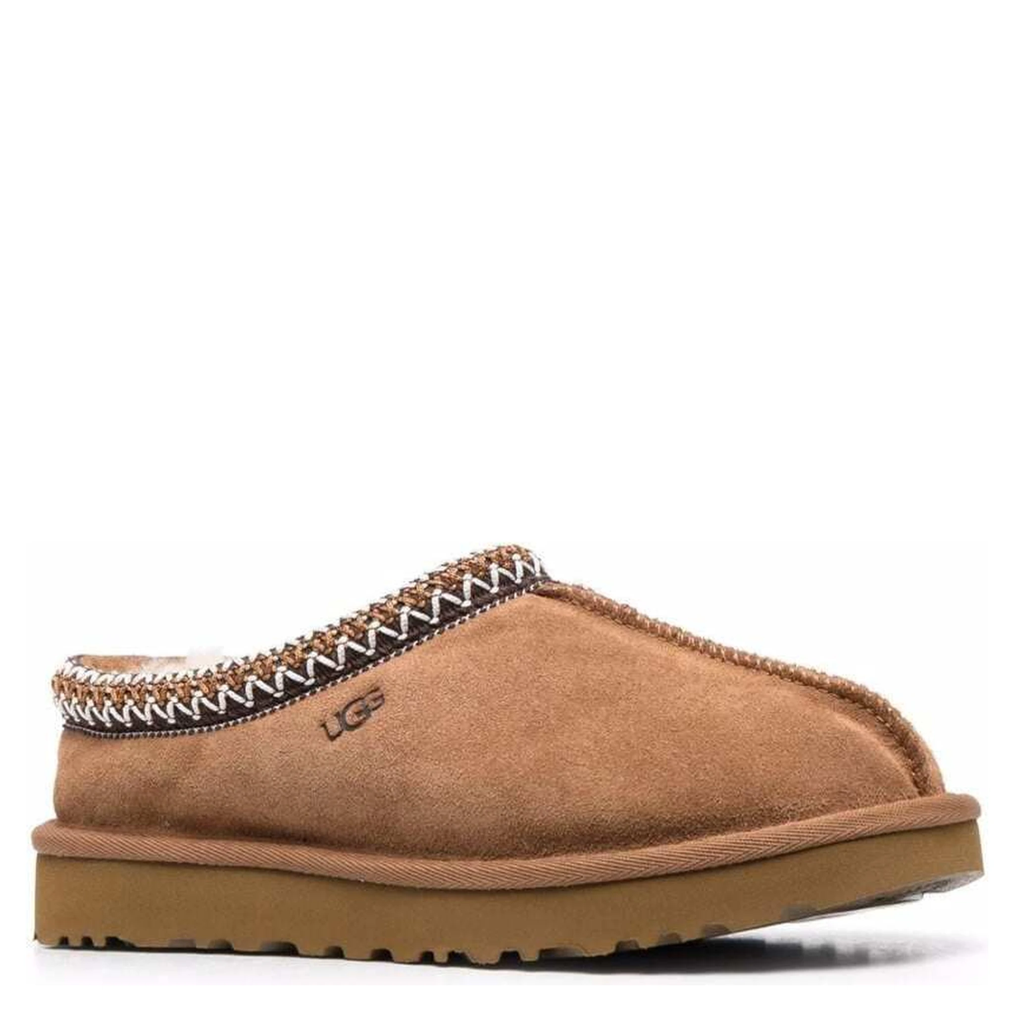 Tasman Beige Mules with Embossed Logo in Suede Woman