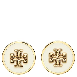 Metallic Earings with Circular Shape and Double T Motif in Brass Blend Woman