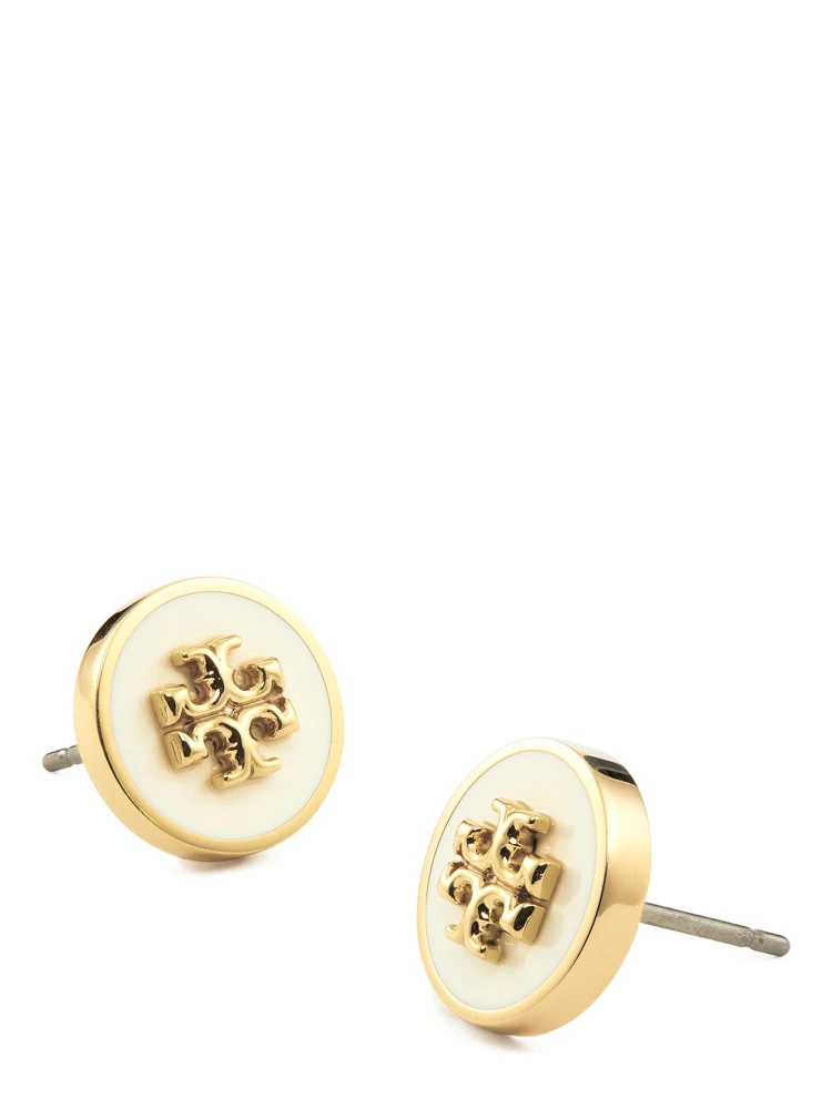 Metallic Earings with Circular Shape and Double T Motif in Brass Blend Woman alternative