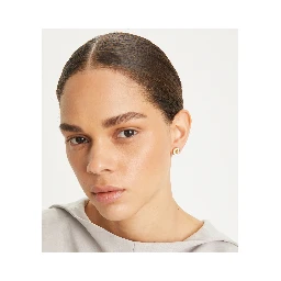 Metallic Earings with Circular Shape and Double T Motif in Brass Blend Woman