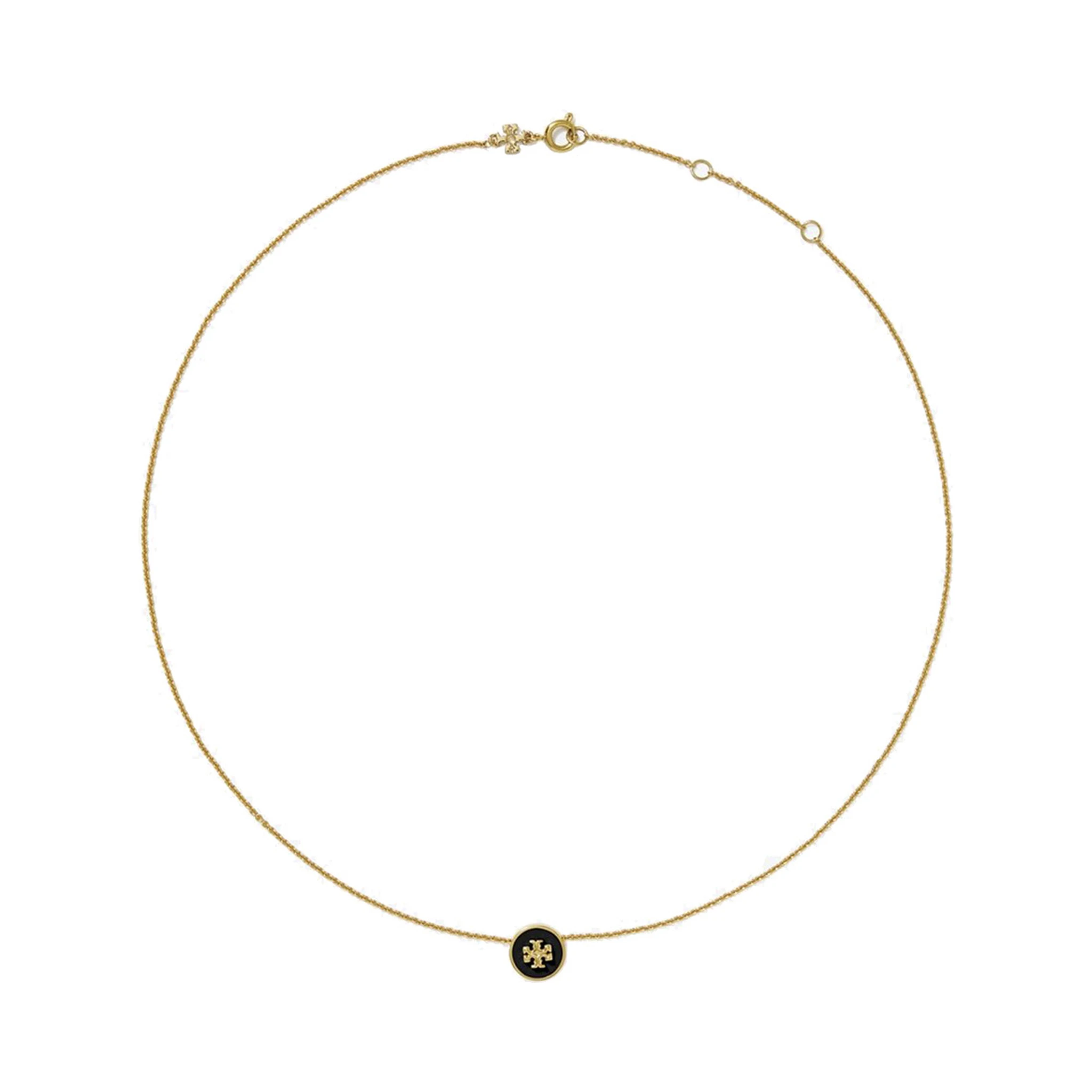 Kira Metallic Necklace with Logo Pendant and Chain-Link Detail on Brass Blend Woman