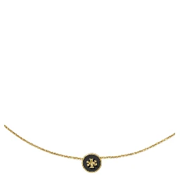 Kira Metallic Necklace with Logo Pendant and Chain-Link Detail on Brass Blend Woman