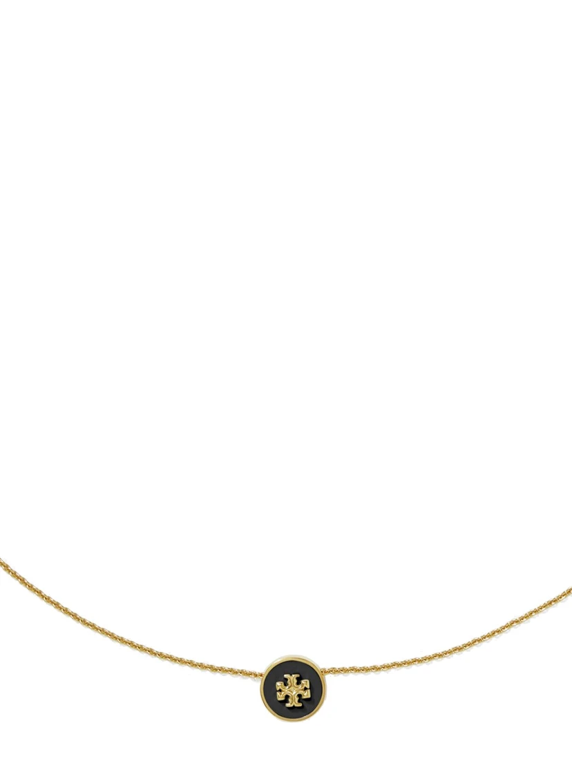 Kira Metallic Necklace with Logo Pendant and Chain-Link Detail on Brass Blend Woman