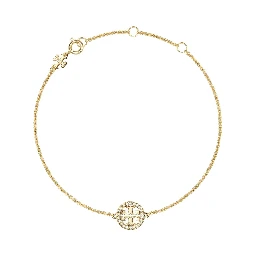 Miller Metallic Chain-Link Bracelet with Double T Charm and Crystal Embellishments in Brass Blend Woman