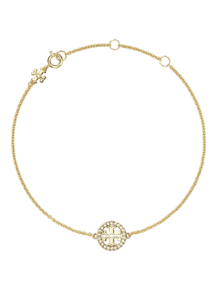 Miller Metallic Chain-Link Bracelet with Double T Charm and Crystal Embellishments in Brass Blend Woman