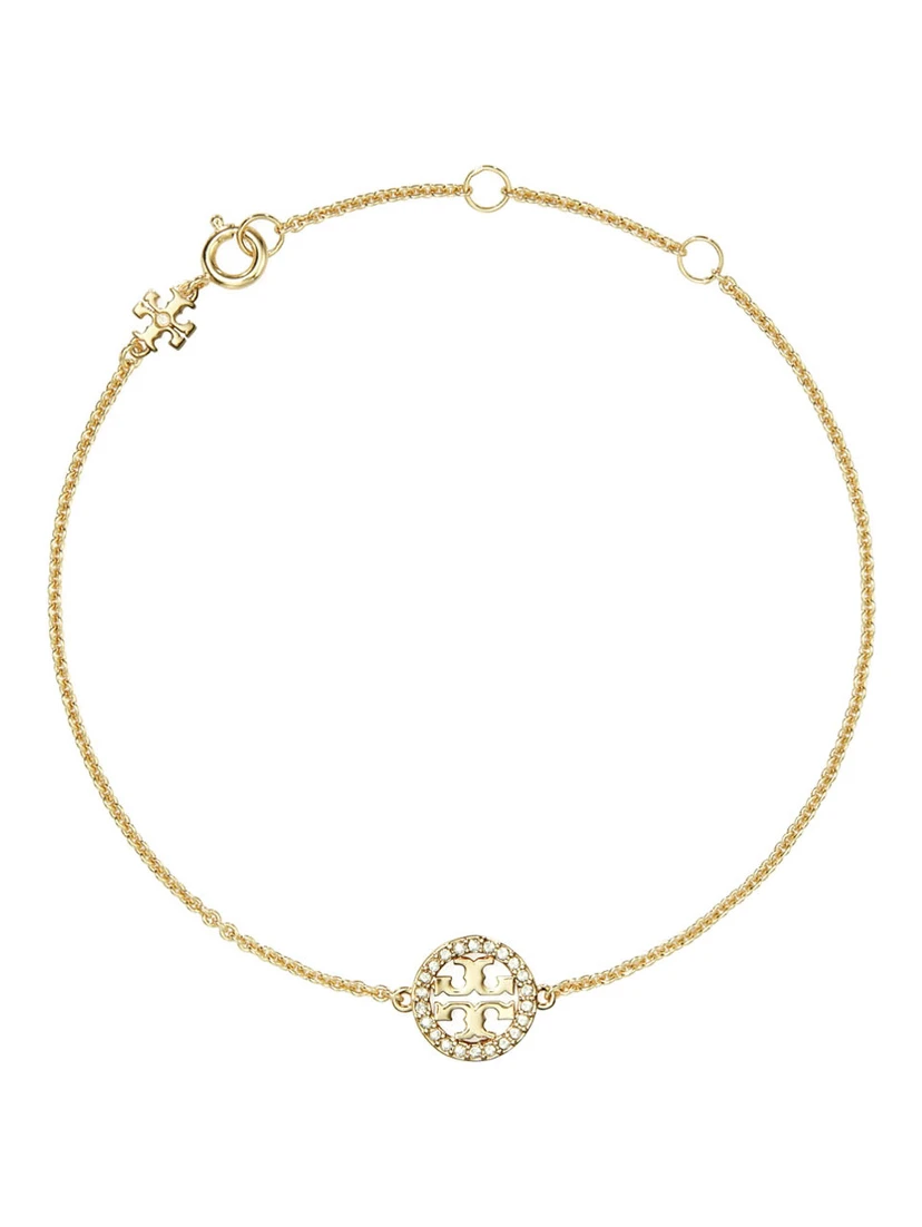 Miller Metallic Chain-Link Bracelet with Double T Charm and Crystal Embellishments in Brass Blend Woman