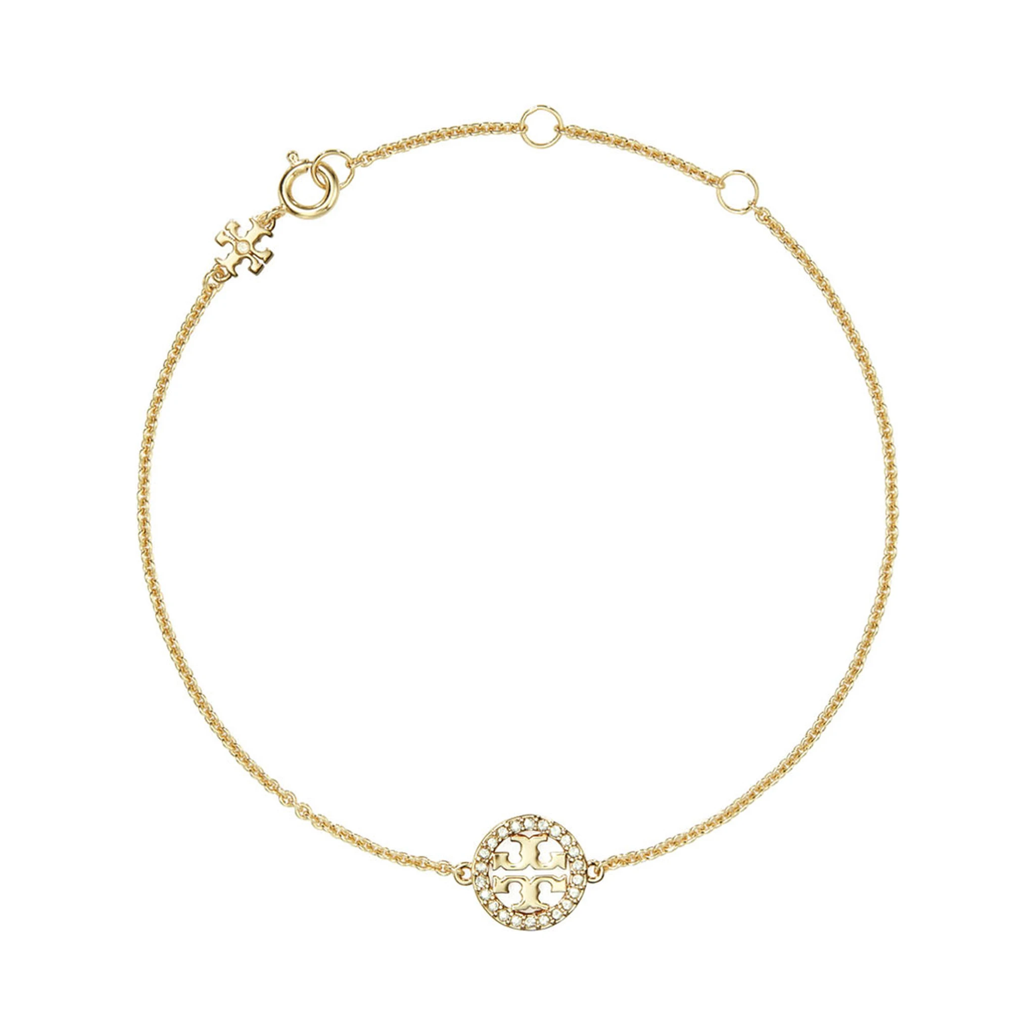 Miller Metallic Chain-Link Bracelet with Double T Charm and Crystal Embellishments in Brass Blend Woman