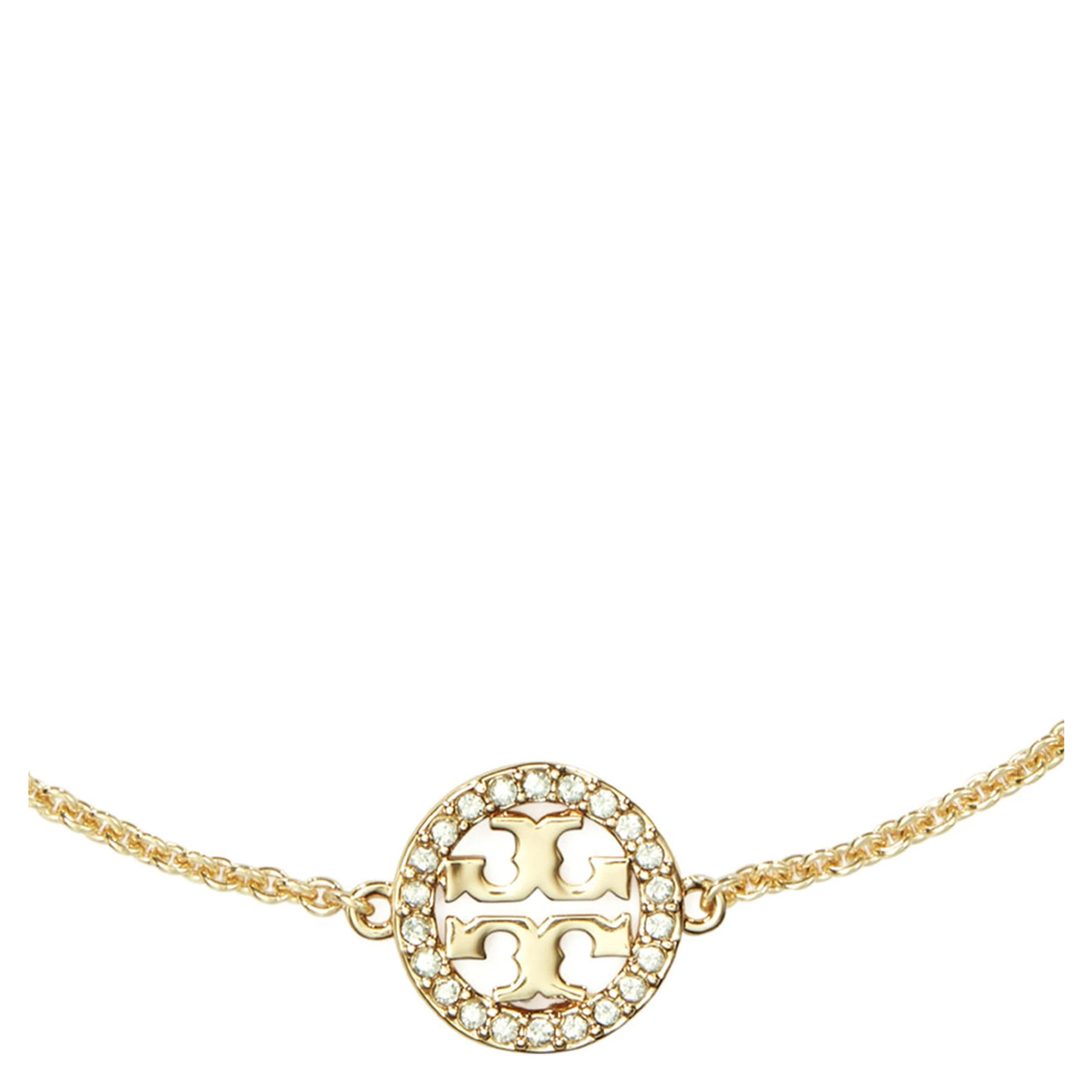 Miller Metallic Chain-Link Bracelet with Double T Charm and Crystal Embellishments in Brass Blend Woman