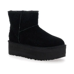 Classic Mini Platform Black Ankle Boots with Platform in Suede Woman