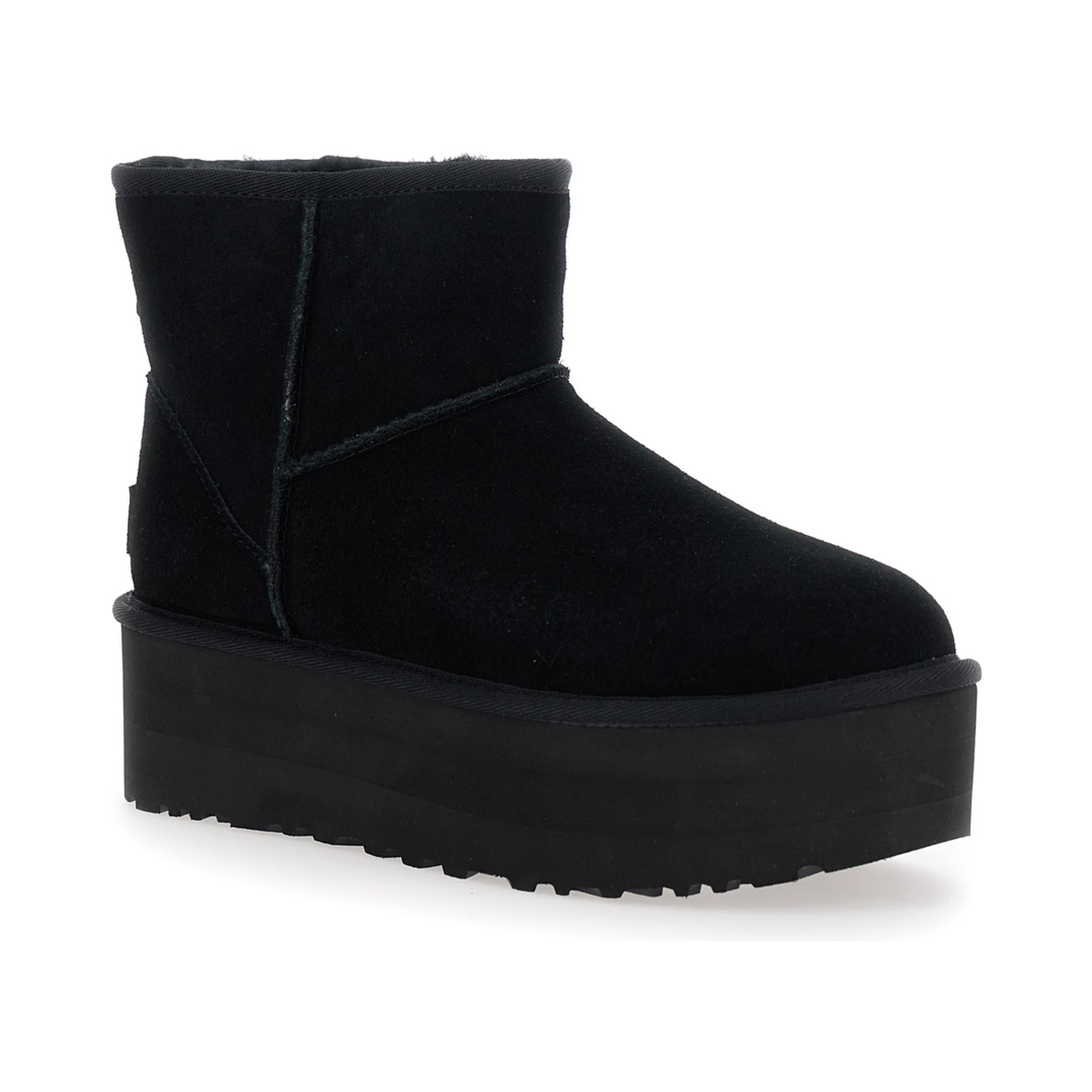 Classic Mini Platform Black Ankle Boots with Platform in Suede Woman