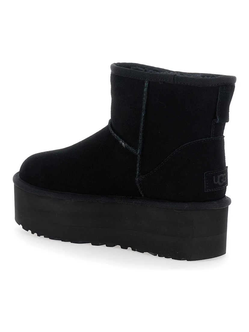 Classic Mini Platform Black Ankle Boots with Platform in Suede Woman