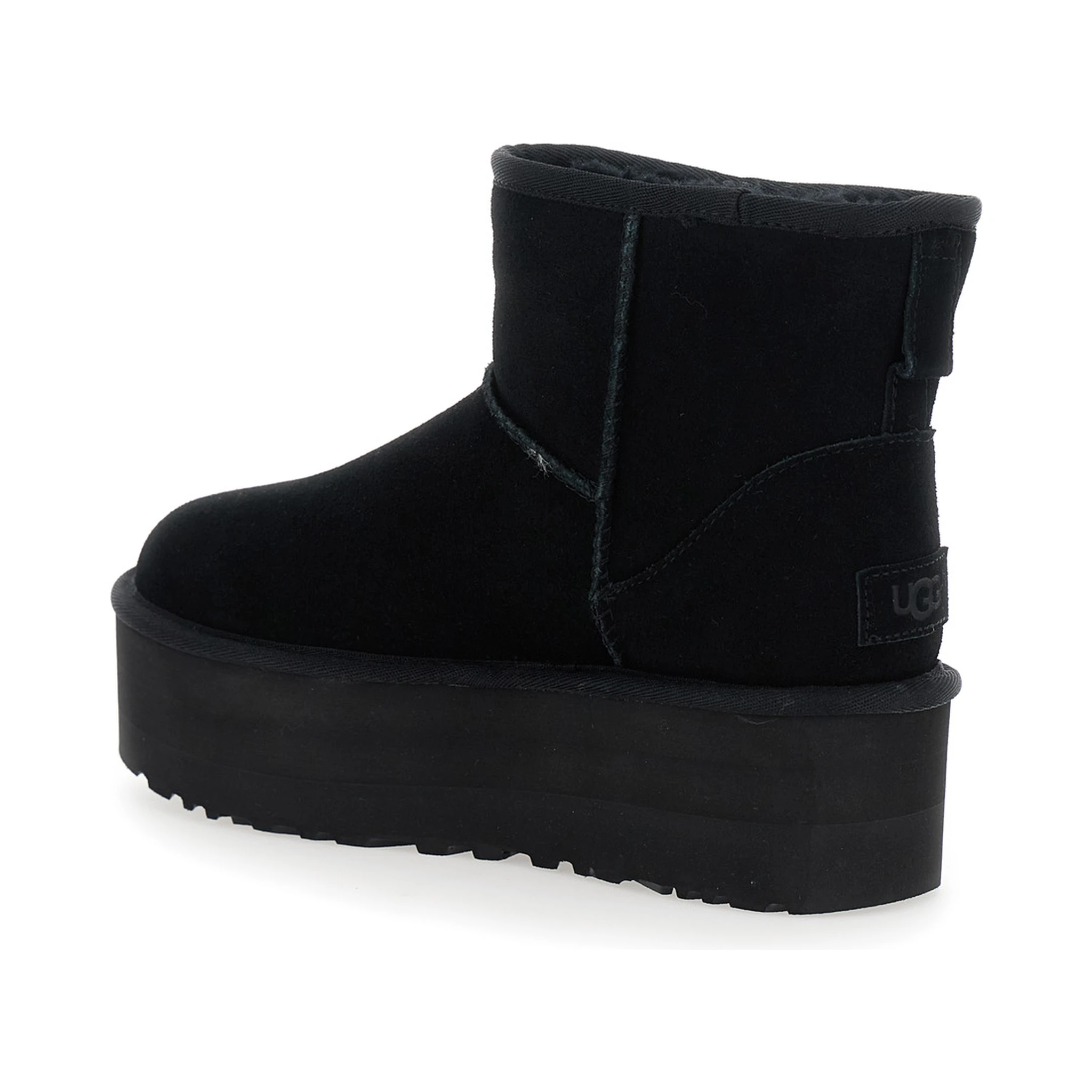 Classic Mini Platform Black Ankle Boots with Platform in Suede Woman