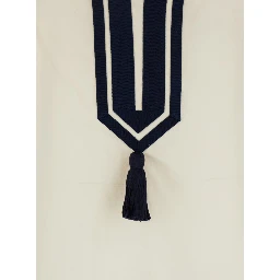 White Caftan with Contrasting Details and Tassel in Cotton Woman