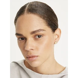 Black Earings with Circular Shape and Double T Motif in Brass Blend Woman