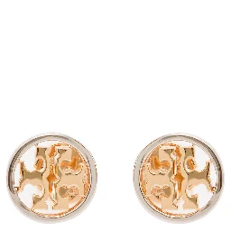 Miller Stud Earrings with Logo Detail in Brass Woman