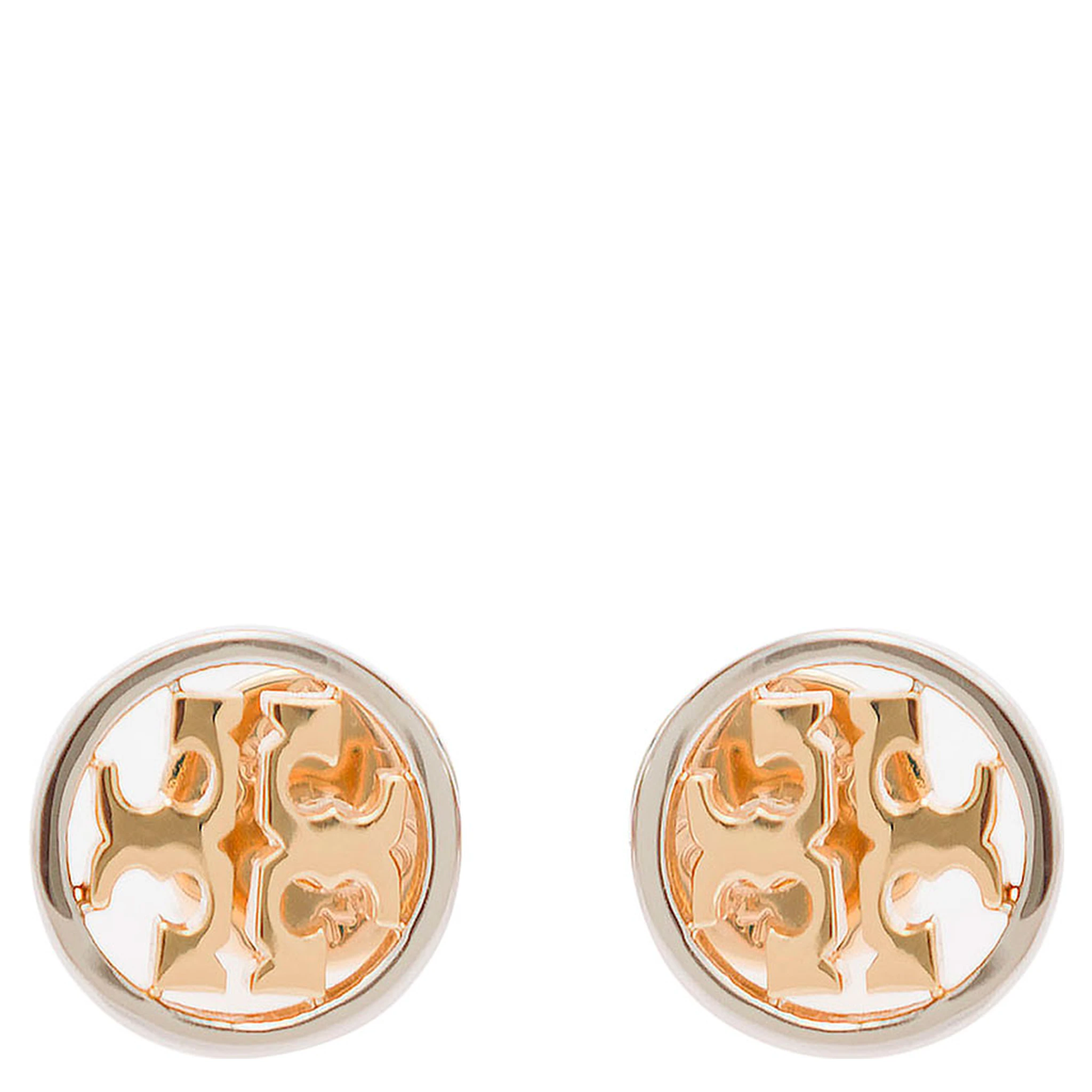 Miller Stud Earrings with Logo Detail in Brass Woman