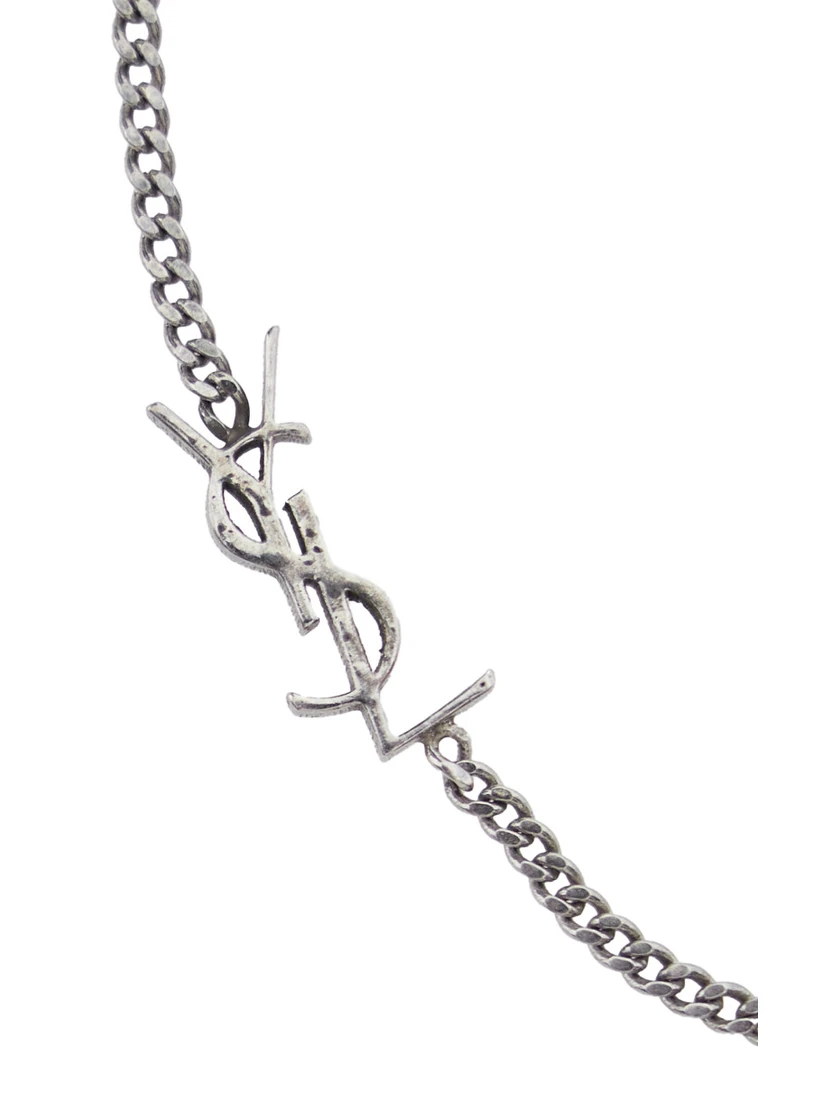 Opyum Silver-Colored Bracelet with Rhinestone and Charm in Brass Man