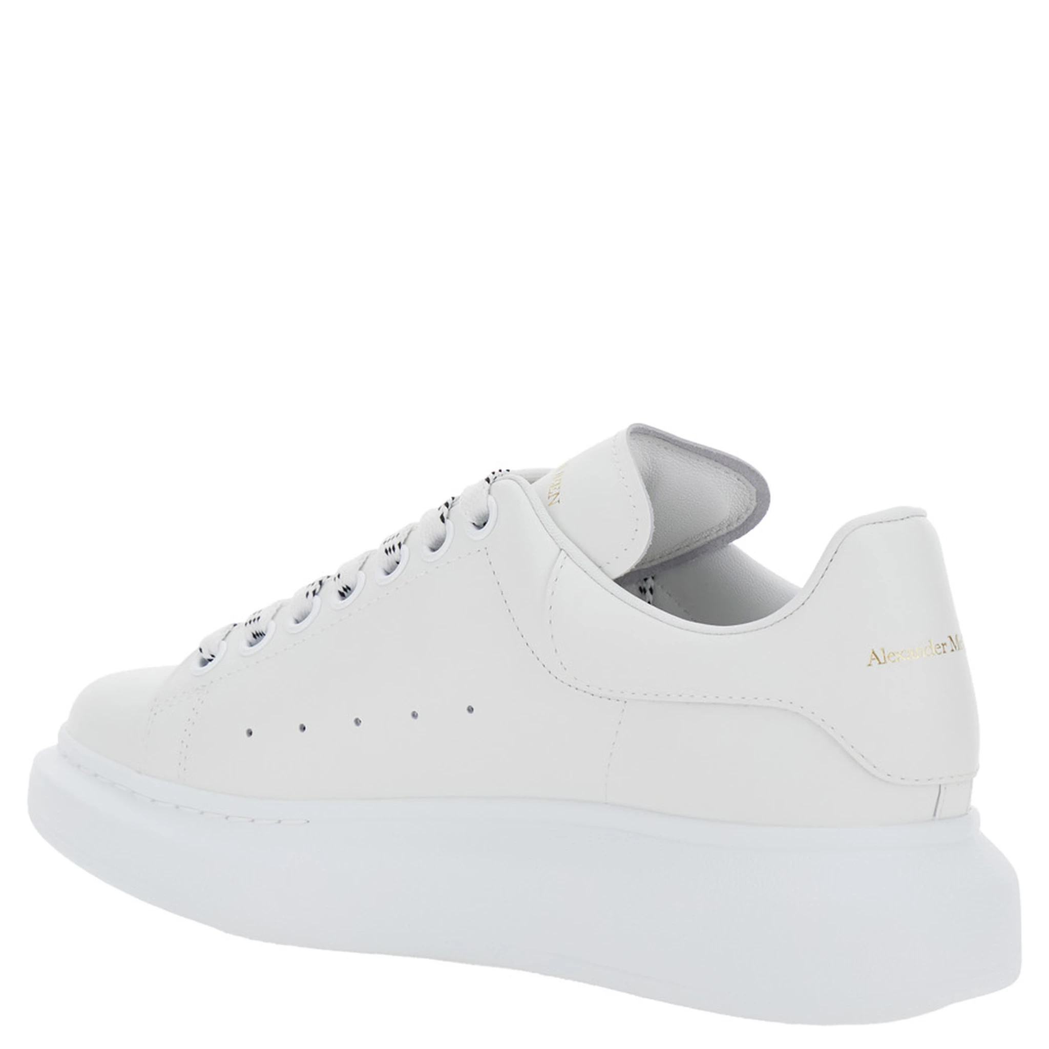 White Low Top Sneakers with Logo Lettering on Tongue and Heel in Leather Woman