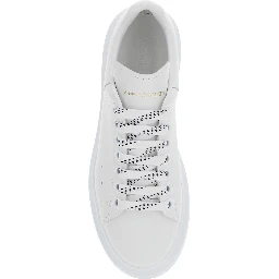 White Low Top Sneakers with Logo Lettering on Tongue and Heel in Leather Woman