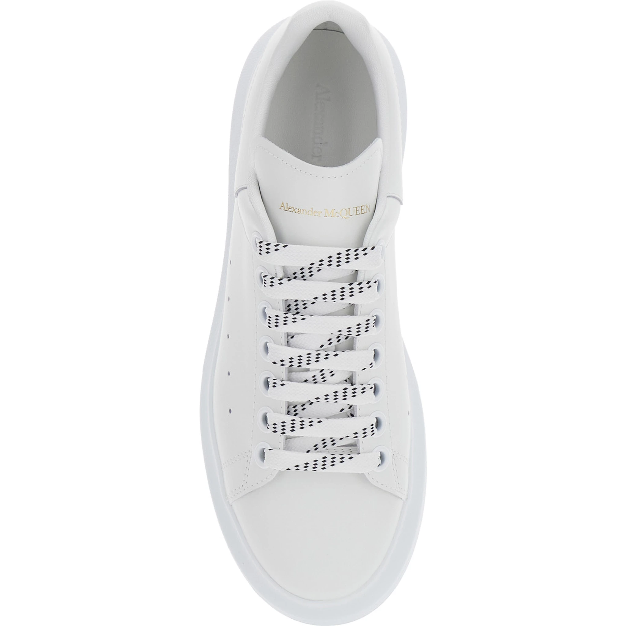 White Low Top Sneakers with Logo Lettering on Tongue and Heel in Leather Woman